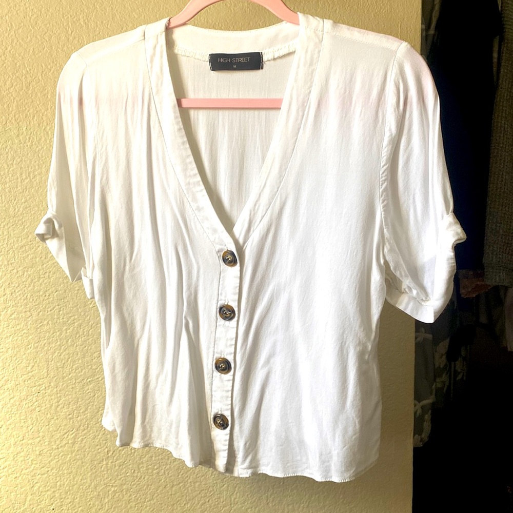 White loose medium button up